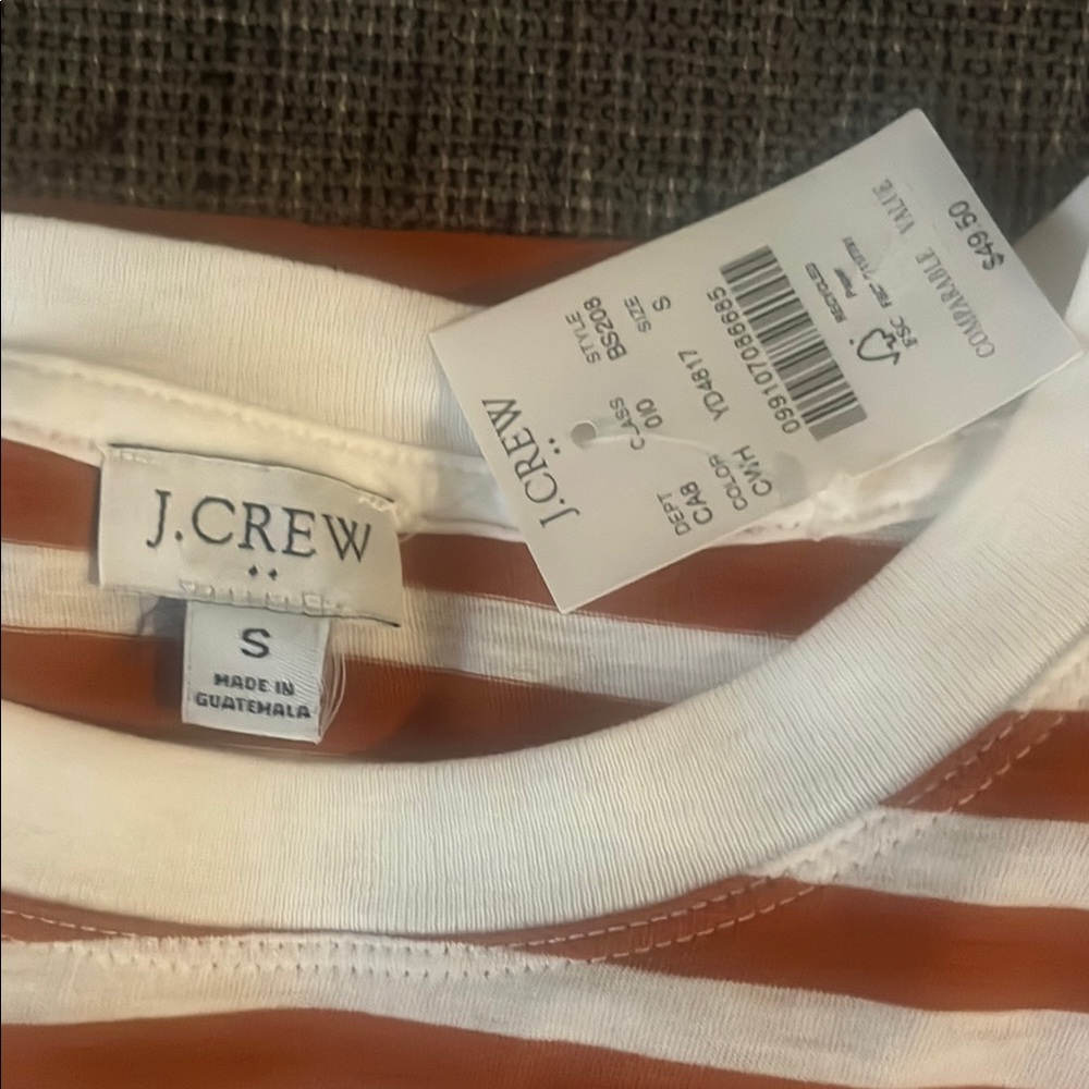 J. Crew brown and White Striped Long Sleeve Tee - Picture 2 of 5